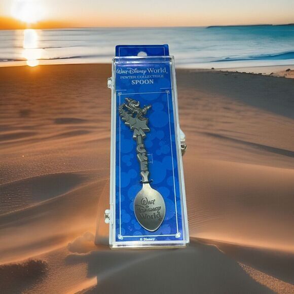VINTAGE Walt Disney World Mickey Mouse Pewter Collectible spoon‎ with case - Picture 1 of 16